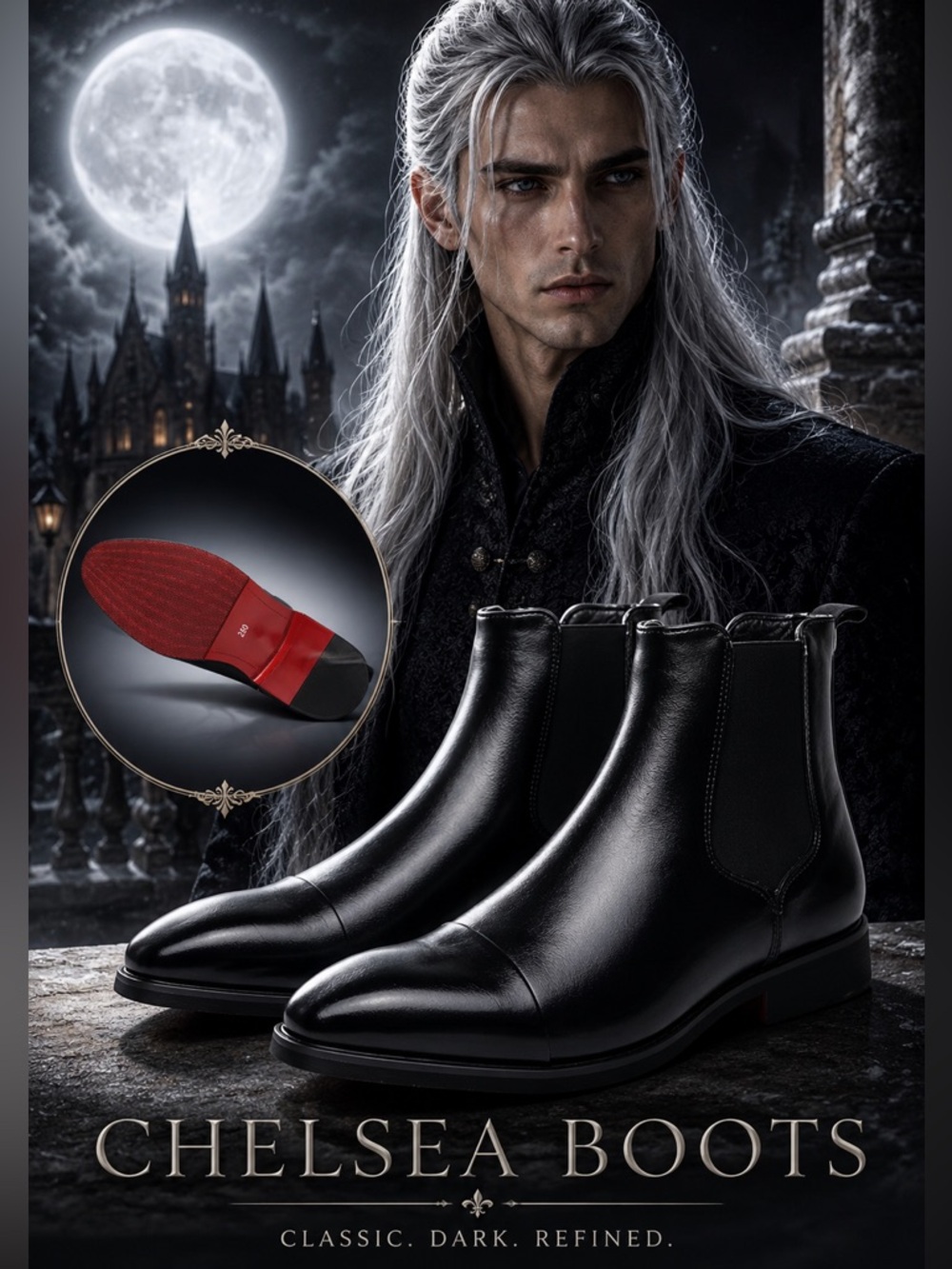 Men’s Chelsea Boots Black With Red Sole Dress Boots EU 45 US 11.5